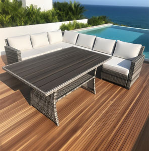 Ensemble de meubles en rotin d'extérieur haut de gamme avec angles carrés | Coins dorés, couleurs et styles personnalisés pour les espaces de luxe - Product Image 4