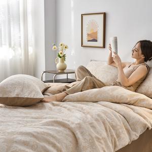 Conjunto de cuatro piezas de algodón para lavado de madres e hijos, ropa de cama de jacquard, 100% algodón, edredón para dormir desnudo - Product Image 3