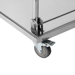 भारी शुल्क स्टेनलेस स्टील तह प्लेटफॉर्म वाणिज्यिक रसोई की सेवा करने वाली ट्रॉली प्रीमियम फ्लैट मोबाइल आसान साफ शोर - Product Image 5