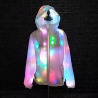 Veste LED unisexe blanc froid avec impression lumineuse en polyester/rayonne, taille personnalisée pour adultes, idéale pour les spectacles, les fêtes et les clubs