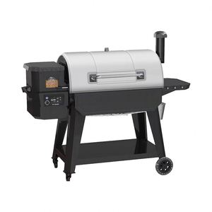 Barbecue à granulés moderne en acier inoxydable chromé robuste avec roues, allumage électronique, 80x67CM, flamme de cuisson - Product Image 1