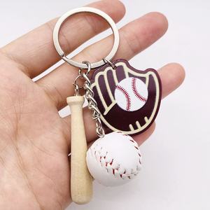 Mini Baseball Softball Simulation Keychain 3 Styles Plated Wood Sports Souvenir Diamond-Plated Diamond Sports Charms Jewelry - Product Image 3