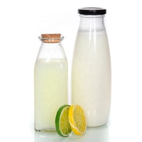 Échantillon gratuit - Bouteille en verre transparente pour boissons, lait et jus, 250 ml - 1 L