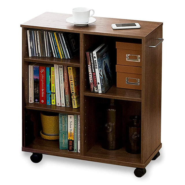 DU's on Wheels Storage Cart Modern Style Bookshelves Storage Cabinet Wood Bookcase Furniture Living Room