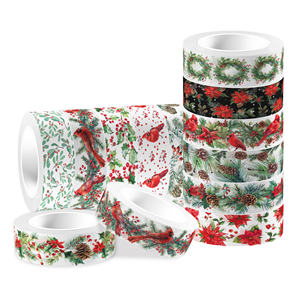 Huancai Christmas Cardinals Washi Tape cinta adhesiva Floral papel decorativo pegatina para Bullet Scrapbook regalo envoltura DIY Craft - Product Image 1