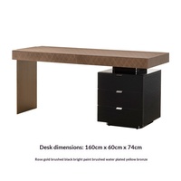 DAZOOHOME Bureau Moderne Minimaliste de Luxe Léger en MDF avec Surface en Panneau Artificiel, Table de Maquillage pour Étudiant, Bureau d'Ordinateur avec Rangement