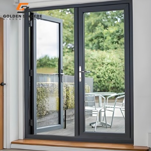 Villa de luxe GS Porte d'entrée en aluminium noir personnalisée Entrée de jardin moderne de luxe Portes battantes doubles en aluminium - Product Image 5