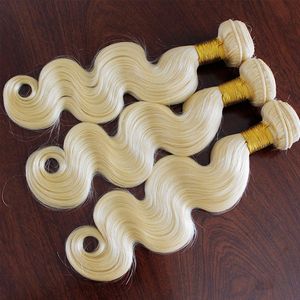 Extensions de cheveux brésiliens blonds 613 à double trame, lisses, style bouclé <span class=keywords><strong>blond</strong></span> miel, mèches de cheveux humains pour tissage - Product Image 1