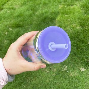 Vasos Elegantes con Forma Irregular, Iridiscentes con Recubrimiento Arcoíris, Vaso de 16 oz con Tapas de Plástico PP para Envolturas UV DTF y Sublimación - Product Image 4