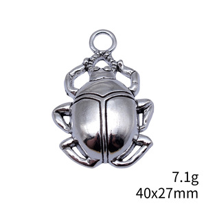 Breloque Scarabée surélevé 40x27mm en Alliage de Zinc Argent Vieilli pour la Fabrication d'Amulettes Égyptiennes - Product Image 3