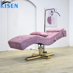 KISEN Nouveau Lit de Beauté Électrique Réglable en Velours et Similicuir Rose pour Extensions de Cils, Chaise Faciale, Équipement de Salon - Product Image 2