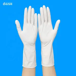 Gusiie sarung tangan nitril putih 12 inci, sarung tangan karet panjang, sarung tangan pembersih ruang pembersih antistatik bebas bubuk pembersih