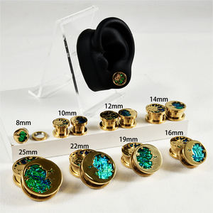 Großhandel Edelstahl Ohr Tunnel Muschel form Ohrring Expander Schraube zurück Stecker Kranken tragen Punk <span class=keywords><strong>Body</strong></span> <span class=keywords><strong>Piercing</strong></span> Partys - Product Image 2