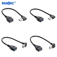 Kabel aksesori yang sering digunakan USB 3.0 90 derajat sudut kanan pria ke Wanita ekstensi kabel ekstensi USB 3.0