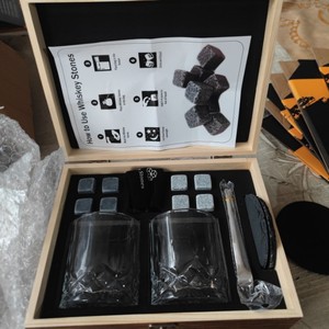 Ensemble de pierres de whisky cadeau de fête des pères 304 verres de flacon en acier inoxydable boîte en bois pour papa - Product Image 5