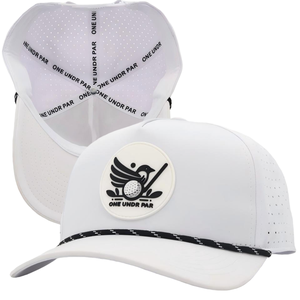 Wholesale Custom 5 Panel Laser cut Perforated golf hat Waterproof Hydro Breathable Golf Hat with Rubber PVC Logo for Sports Team - Product Image 1