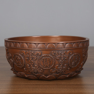Ornement de bassin en cuivre, bol rond en laiton, décoration pour la maison et le bureau, cadeau - Product Image 3