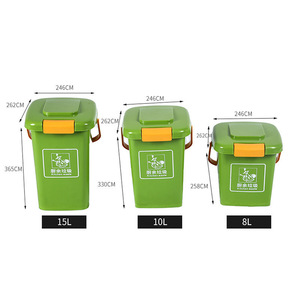 ถังขยะในครัว 8L 10L 15L ทรงสี่เหลี่ยมแบบพกพาสำหรับใช้ในบ้าน สำหรับแยกขยะเศษอาหาร สีเขียว สีเทา - Product Image 2