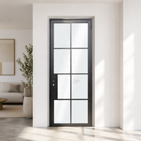 Porte en verre et acier moderne, cadre en métal noir, porte en verre trempé, fournisseur direct d'usine, vente chaude