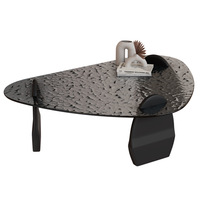 Ensemble de table basse de style minimaliste moderne triangulaire de taille irrégulière Nouvelle maison Salon Panneau de bois en verre trempé Design