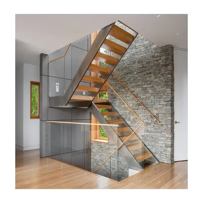 space-saving low cost loft stair with glass railings for small spaces