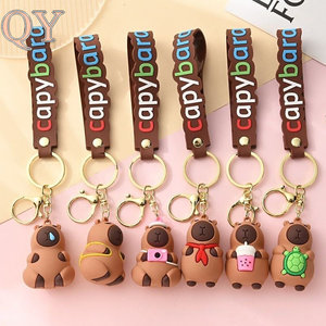 QY Capybara Keychain Kawaii Cartoon Animal 3D PVC Silicone Pendant Bag Charm <b>Car</b> <b>Key</b> <b>Ring</b> Gift for Kids Women - Product Image 1