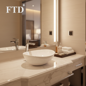 Fregaderos de lavabo de baño ovalados modernos, recipiente de fabricación Lavamanos, lavabo de tocador de cerámica para lavabos de Hotel - Product Image 2