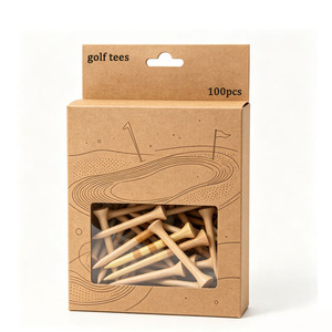 Eco-Friendly Kraft Paper Golf Tee Box 100Pcs Recyclable Packaging With Clear <b>Window</b> For Golf Accessories - Product Image 1