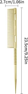 Peine de Metal con Punta Dorada de Alta Calidad con Logotipo Personalizado, Peine de Acero Inoxidable Iónico <span class=keywords><strong>Resistente</strong></span> <span class=keywords><strong>al</strong></span> Calor para Cortar el Cabello, Herramienta de Peluquería - Product Image 2