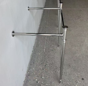 Lavabo de cerámica <span class=keywords><strong>Vintage</strong></span> para baño, lavabo doble blanco Luxor, soporte de consola, pata de encimera de cromo pulido, montado en la pared 2025 - Product Image 2