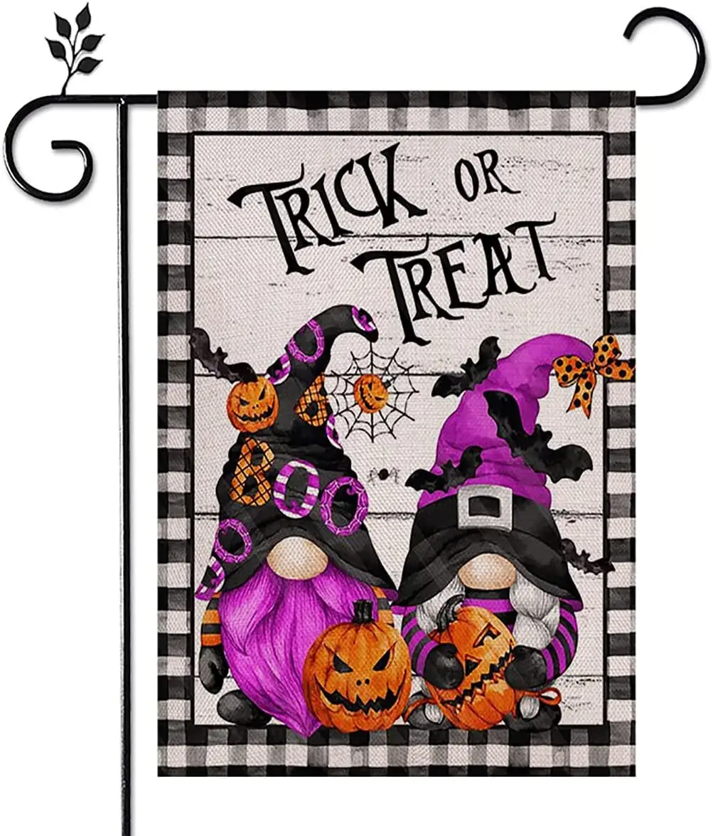 12X18 Inch Halloween Gnomes Garden Flag For Seasonal Holiday Outdoor Decoration