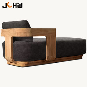 Meubles de patio en bois de teck hôtel terrasse chaise longue extérieur lit de repos tous temps teck <span class=keywords><strong>jardin</strong></span> piscine plage chaise longue avec coussins - Product Image 3