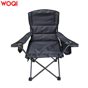 Silla plegable portátil para exteriores Woqi, silla de playa negra con portavasos para camping, viajes y ocio. - Product Image 1