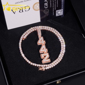 Colgante de Letra Personalizado con Nombre, Estilo Hip Hop, de <span class=keywords><strong>Plata</strong></span> de Ley 925, con Moissanita y Acabado Iced Out, Pasa Prueba de Diamante - Product Image 5