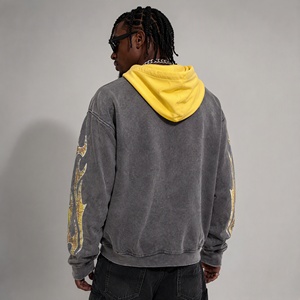 Sweat-shirt numérique vintage streetwear pour homme, coupe oversize, 100 % coton, avec fermeture éclair, bords bruts et délavage acide, idéal pour l'hiver - Product Image 2