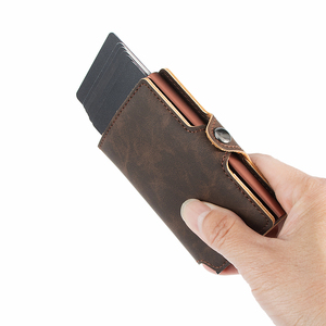 Premium Vintage Pu Leather Pop Out <b>Wallet</b> <b>Rfid</b> Cardholders Metal Case Tarjeteros Mini <b>Wallet</b> Credit Card Holder Pop up <b>for</b> <b>Men</b> - Product Image 3