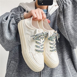 Men's summer best-selling casual sneakers - one-piece style with heel, white sneakers, retro <b>Canvas</b> trendy Shoes - Product Image 3