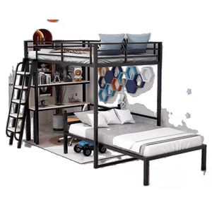 Lit superposé double ADORNEVE avec bureau, 4 tiroirs en tissu, lumières LED, station de charge, garde-corps de sécurité, échelle, pour enfants/adolescents, blanc, sans boîte - Product Image 4