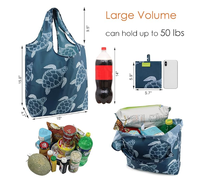 Sac fourre-tout en polyester réutilisable et léger à impression personnalisée Sac d'épicerie en nylon Sac à provisions robuste lavable avec logo