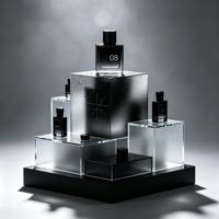 Support de présentation de parfum en acrylique transparent à plusieurs niveaux, présentoir en acrylique cubique de luxe pour boutique de détail, vitrine pour flacons de cosmétiques
