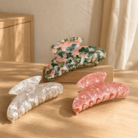 Collection de pinces à cheveux en acétate rose et blanc nacré, accessoires pour cheveux personnalisés pour femmes et filles, vente en gros