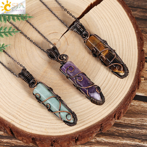 <span class=keywords><strong>CSJA</strong></span> Hexagonal Pierre Naturelle Pendentif Collier À La Main Fil Wrap Oeil De Tigre Cristal En Acier Inoxydable Chaîne Colliers Bijoux H569 - Product Image 4