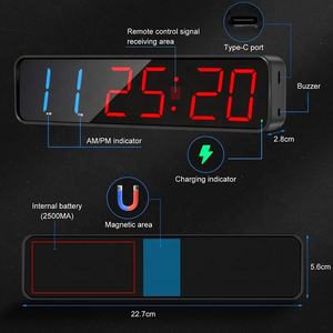 Horloge de gymnastique portable Batterie au lithium intégrée et aimant Compte <span class=keywords><strong>à</strong></span> rebours <span class=keywords><strong>Intervalle</strong></span> <span class=keywords><strong>Course</strong></span> Boxe Gym Minuterie - Product Image 2