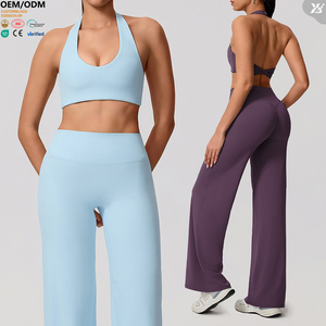 XW-NY801 Workout Wholesale Outfit Women Halter Neck Activewear Fitness Gym Clothing Custom Pilates Apparel Yoga Sports Bra