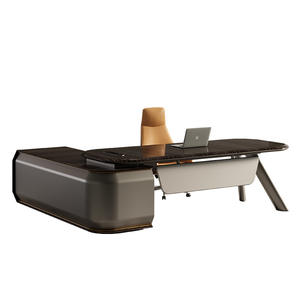 Conjunto de Escritorio y Silla Ejecutiva Moderna Minimalista de Estilo Italiano, Ligero y Lujoso, Escritorio de Madera de Alta Gama para CEO/Director - Product Image 6