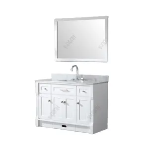 Trắng 48 Inch Phòng Tắm Tủ Phòng Tắm Vanity Với Bằng Đá Cẩm Thạch Trắng Hàng Đầu Sản Xuất Tại Trung Quốc