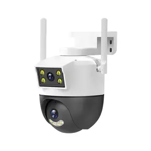 Dual Lens outdoor camera 4MP mobile detection alarm bidirectional voice dual lens 360-degree camera