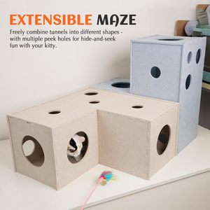 Niche pour chat en feutre insonorisant – Tanière pliable et tunnel de jeu intérieur confortable - Product Image 4