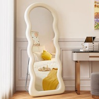 Miroir sur pied mural de pleine longueur en tissu ondulé de couleur mangue, vente chaude, pour la chambre à coucher