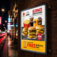 Cadre lumineux LED format A1 en gros, boîte à lumière rétroéclairée en aluminium, affichage publicitaire mural ultra-mince, panneau d'affichage pour magasin